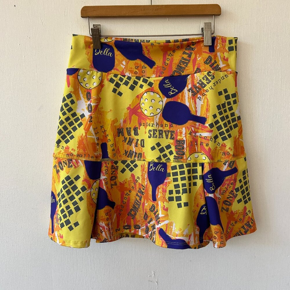 Pickleball Bella Skort Womens 14 Yellow Pockets Tennis Activewear Pull On